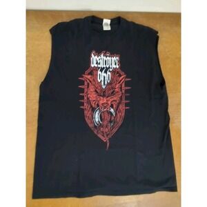 Destroyer 666 Beast Over God XL T Shirt - Black Thrash Metal - Cutoff Sleeves